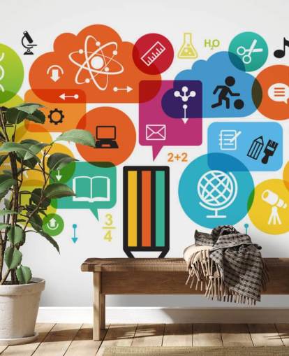 Decorazione murale con icone educative