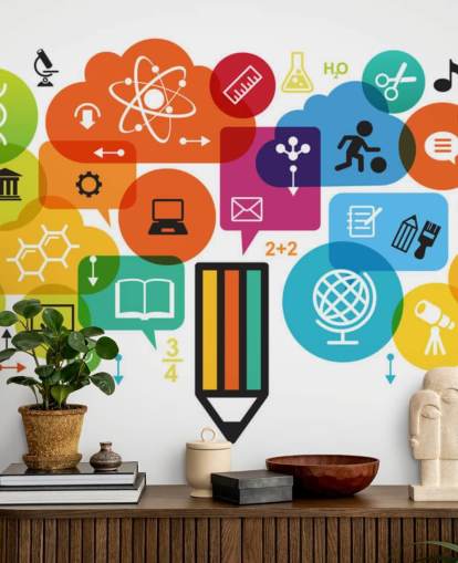 Education Icons Wall Mural