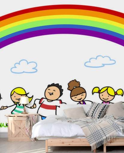 Decorazione murale con mani sotto l'arcobaleno Decorazione murale con mani sotto l'arcobaleno