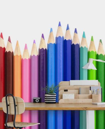 papel pintado lápices multicolores