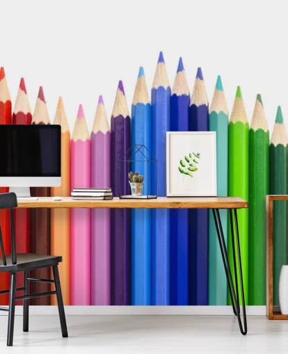 Colored Pencils Making a Wave Crayon Wallpaper