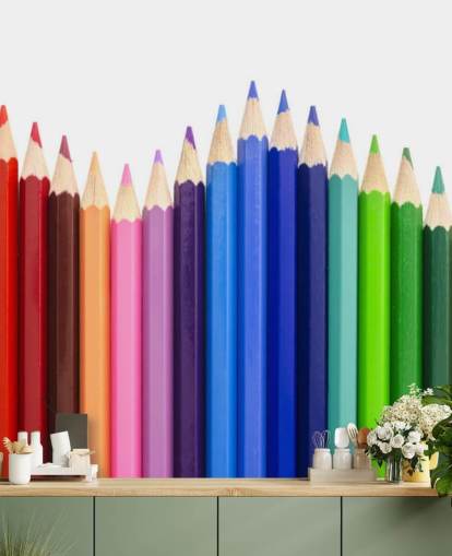 papel pintado lápices multicolores