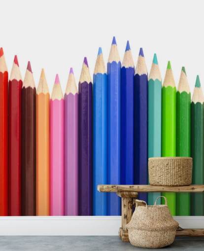 papel pintado lápices multicolores