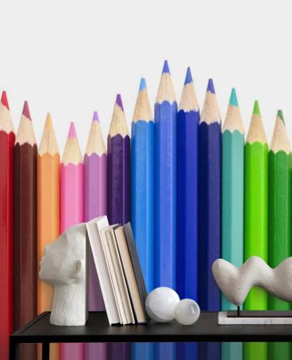 papel pintado lápices multicolores