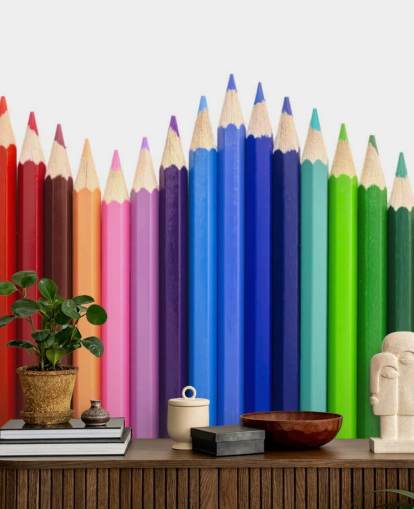 papel pintado lápices multicolores