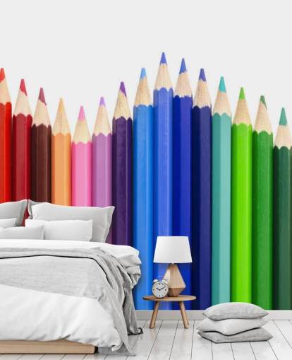 papel pintado lápices multicolores