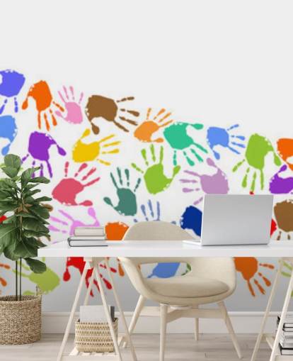 Colourful Wave of Handprints Wall Mural Colourful Wave of Handprints Wall Mural