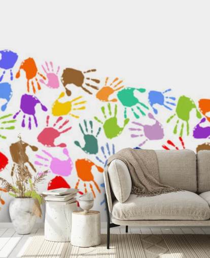 Papier Peint Fresque Vague d'empreintes de mains