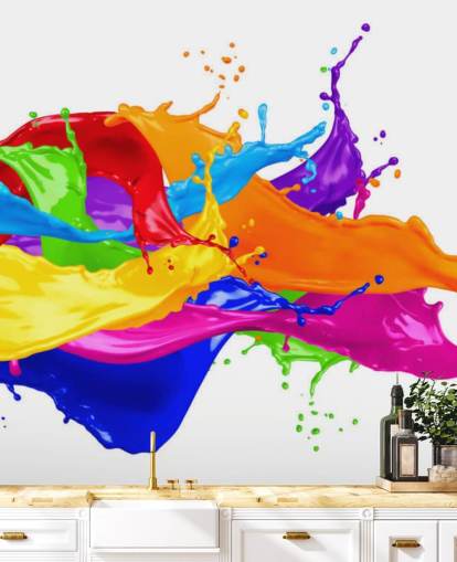 Carta da parati arcobaleno con schizzi di vernice