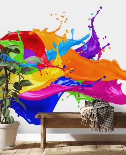 Rainbow Splash av maling tapet