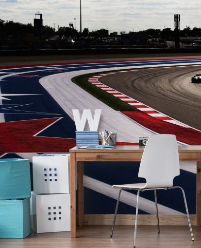 F1 Track in Blue, White and Red Colours Wallpaper