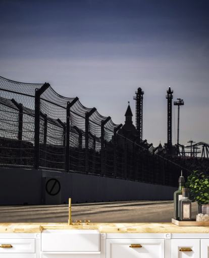 Lewis Hamilton Racing in Distance on Track Wallpaper Lewis Hamilton Racing in Distance on Track Wallpaper