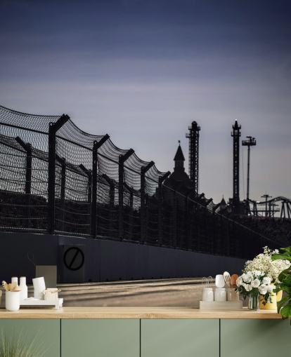 Lewis Hamilton Racing in Distance on Track Wallpaper Lewis Hamilton Racing in Distance on Track Wallpaper