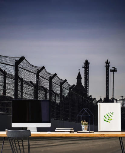 Papel de parede Lewis Hamilton Racing in Distance on Track Papel de parede Lewis Hamilton Racing in Distance on Track