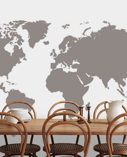 Mapa del mundo en blanco gris Papel pintado gris