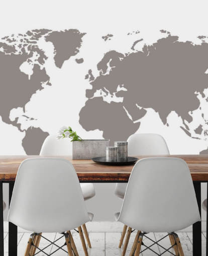 Mapa do mundo em branco cinza Papel de parede cinza