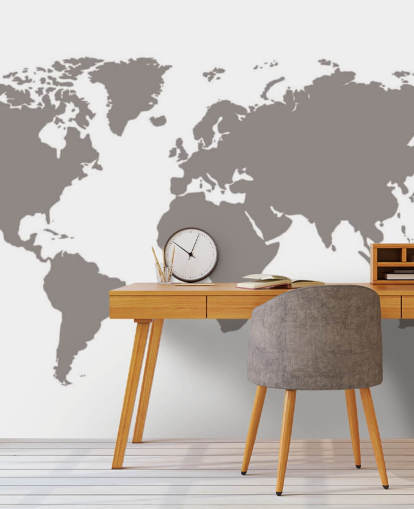 Mapa del mundo en blanco gris Papel pintado gris