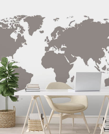 Mapa do mundo em branco cinza Papel de parede cinza