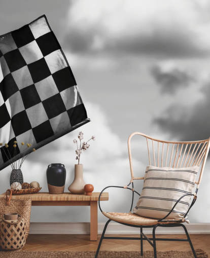 Carta da parati a scacchi con bandiera F1 in bianco e nero Carta da parati a scacchi con bandiera F1 in bianco e nero