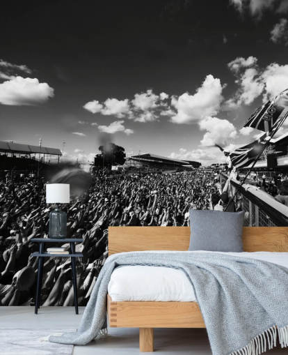 Fondo de pantalla de multitud F1 blanco y negro