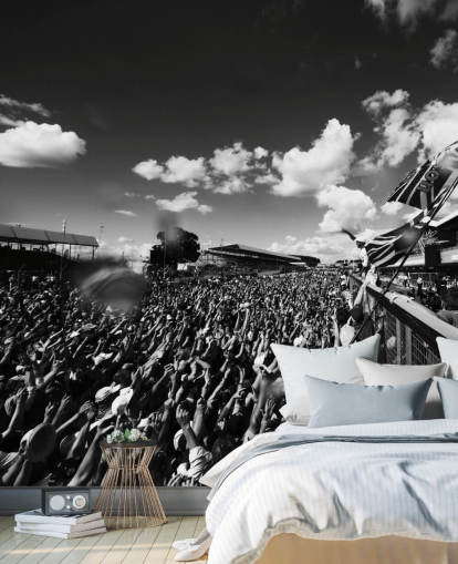 Fondo de pantalla de multitud F1 blanco y negro