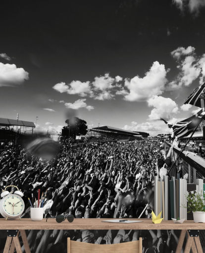 Fondo de pantalla de multitud F1 blanco y negro