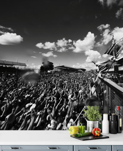 Fondo de pantalla de multitud F1 blanco y negro