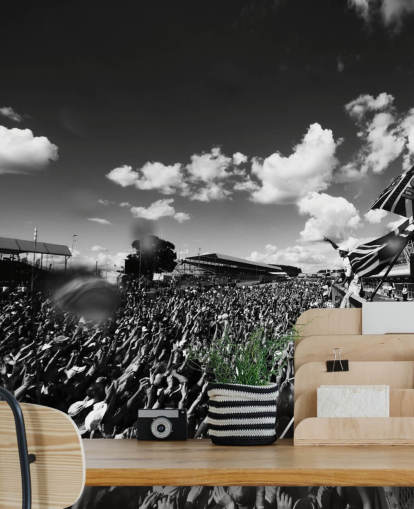 Fondo de pantalla de multitud F1 blanco y negro