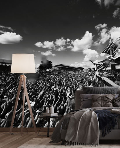 Fondo de pantalla de multitud F1 blanco y negro