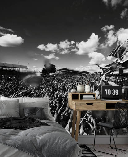 Fondo de pantalla de multitud F1 blanco y negro