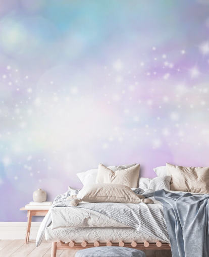 Pink and Blue Starry Glitter Mural