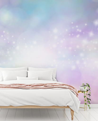 Roze en blauwe sterrenglitter muurschildering