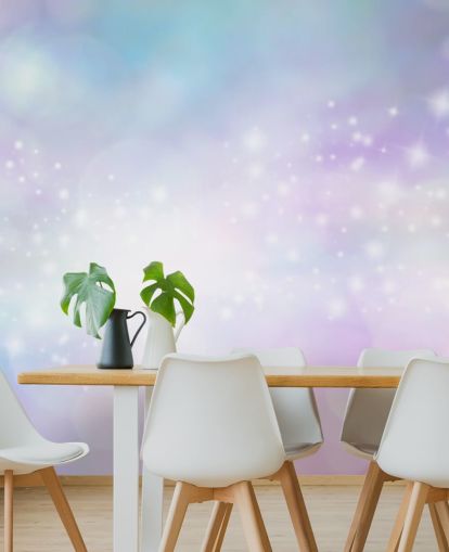 Pink og Blå Stjerneklar Glitter Mural