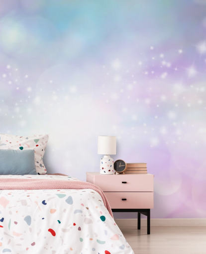 Pink and Blue Starry Glitter Mural