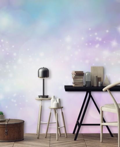 Pink and Blue Starry Glitter Mural