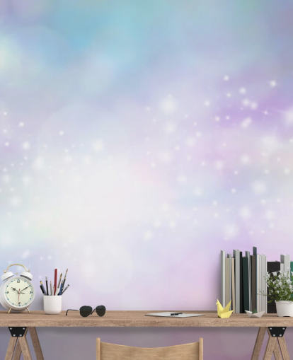 Vaaleanpunainen ja sininen tähtitaivas Glitter -seinämaalaus