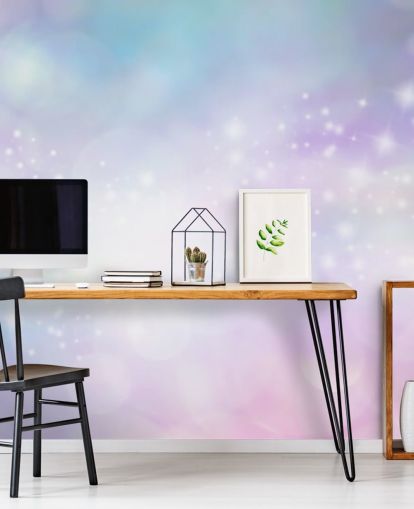 Roze en blauwe sterrenglitter muurschildering