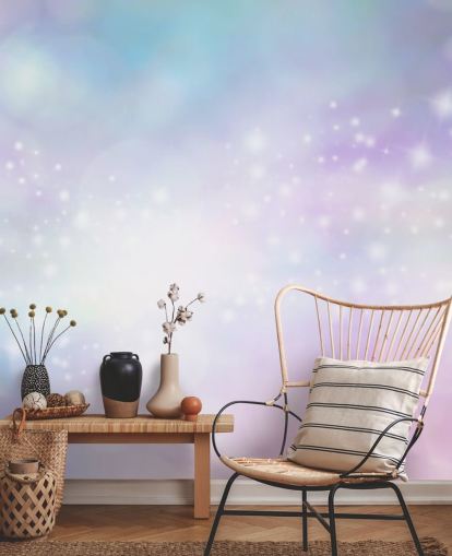 Rosa und blaues Sternen-Glitzer-Wandbild