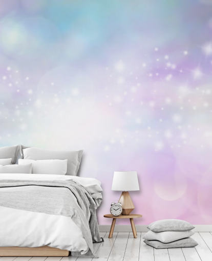 Rosa und blaues Sternen-Glitzer-Wandbild