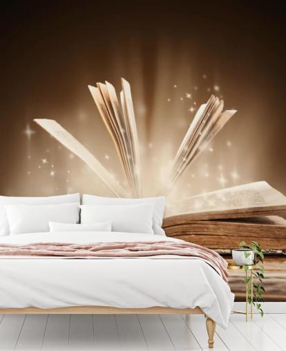 Vecchio libro sul tavolo in legno Old Book on Wooden Table Wallpaper 