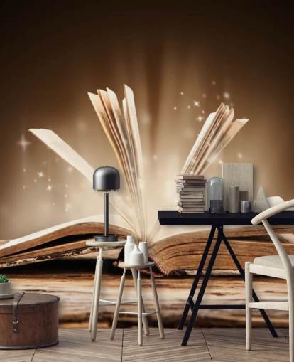 Livro antigo na mesa de madeira Old Book on Wooden Table Wallpaper 