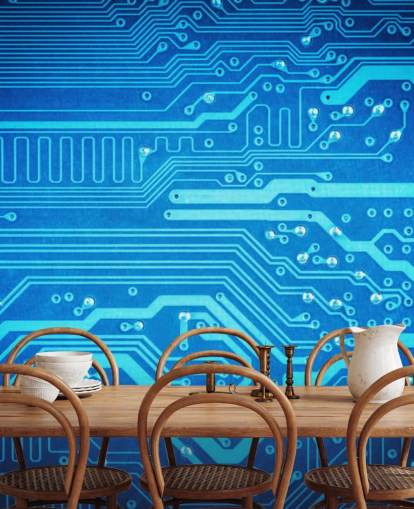 blått tilpassbart spillbakgrunn kalt Circuit Board for tenårings soverom