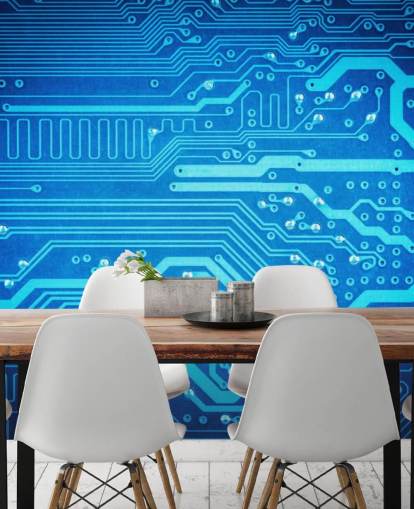 blue customizable gaming wallpaper called Circuit Board for teen's bedrooms blue customizable gaming wallpaper called Circuit Board for teen's bedrooms