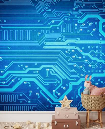 blåt tilpasselig gaming tapet kaldet Circuit Board til teenagers soveværelser blåt tilpasselig gaming tapet kaldet Circuit Board til teenagers soveværelser