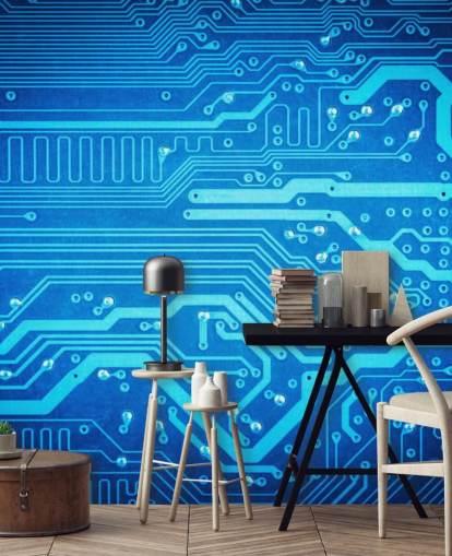 blåt tilpasselig gaming tapet kaldet Circuit Board til teenagers soveværelser