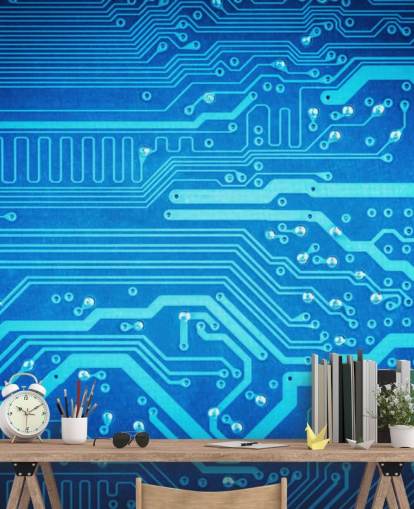 fond d'écran de jeu personnalisable bleu appelé Circuit Board pour les chambres d'adolescents fond d'écran de jeu personnalisable bleu appelé Circuit Board pour les chambres d'adolescents