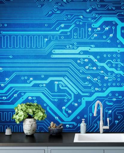 blåt tilpasselig gaming tapet kaldet Circuit Board til teenagers soveværelser