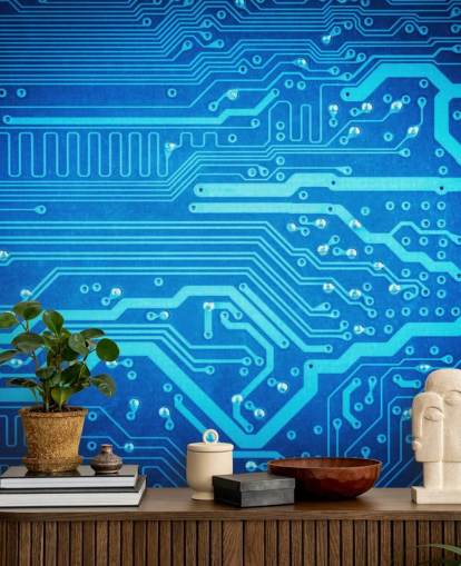 papel pintado azul personalizable para videojuegos llamado Circuit Board para dormitorios de adolescentes papel pintado azul personalizable para videojuegos llamado Circuit Board para dormitorios de adolescentes