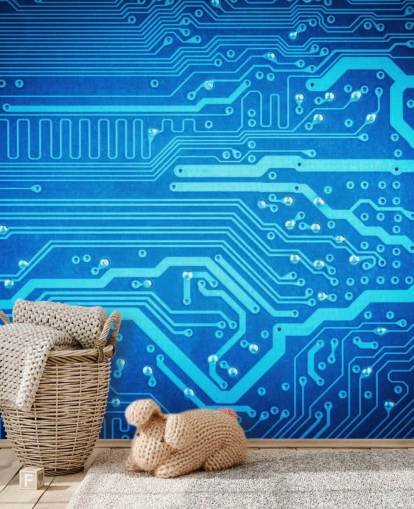 blått tilpassbart spillbakgrunn kalt Circuit Board for tenårings soverom