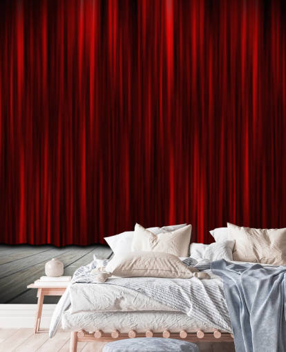 Theatre Stage with Red Curtains in Spotlight Theatre Stage Wallpaper 